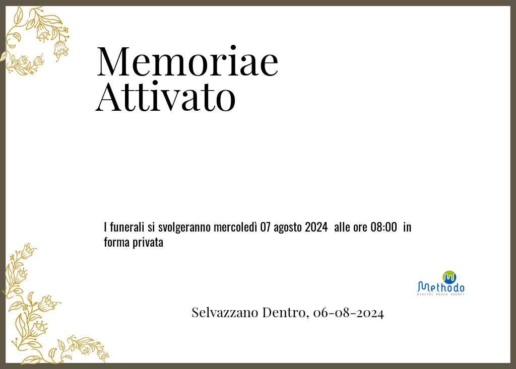 Manifesto funebre di Memoriae  Attivato Selvazzano Dentro