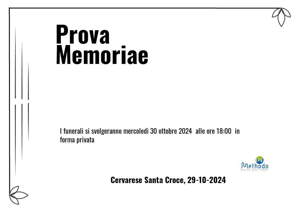 Manifesto funebre di Prova  Memoriae Cervarese Santa Croce