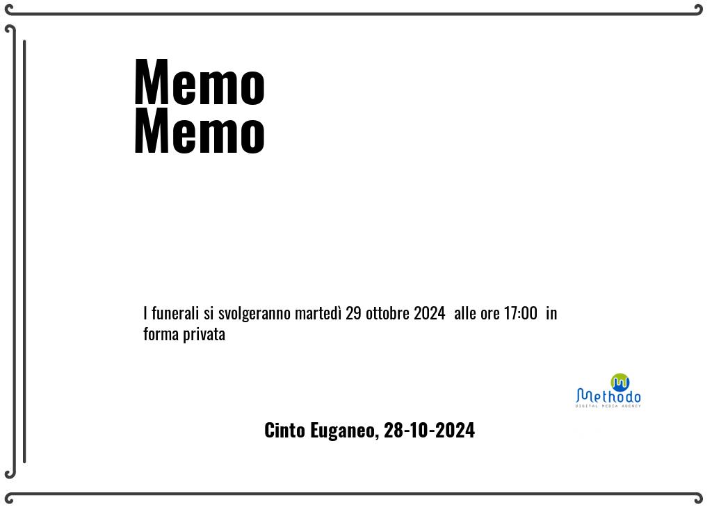 Manifesto funebre di Memo  Memo Cinto Euganeo