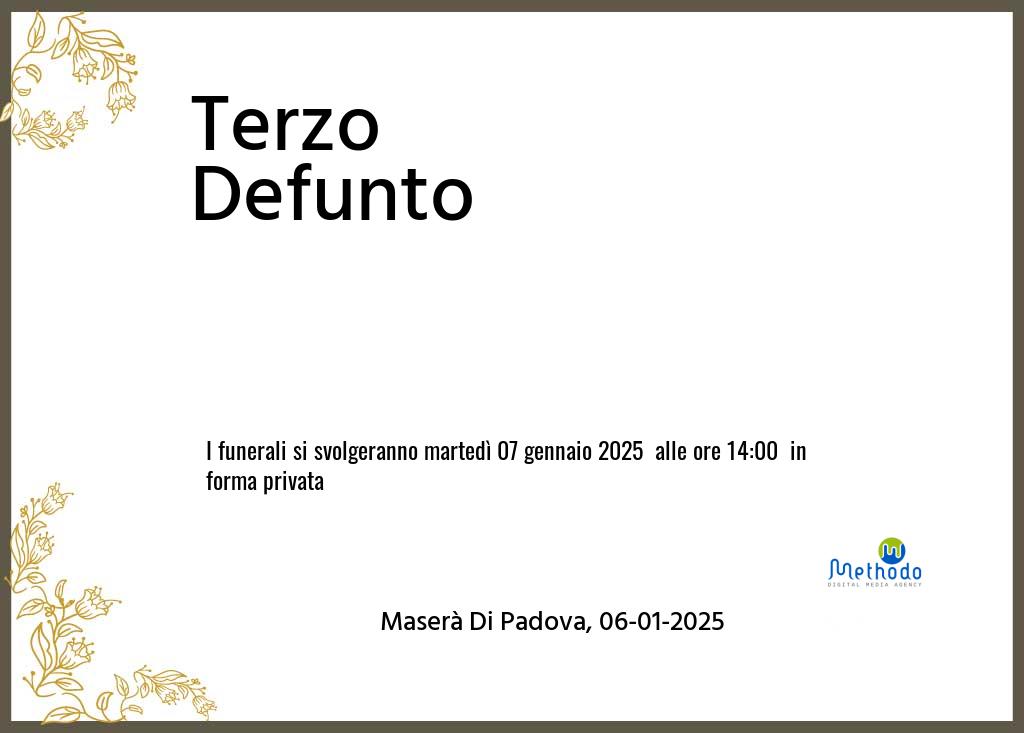 Manifesto funebre di Terzo  Defunto Maserà Di Padova