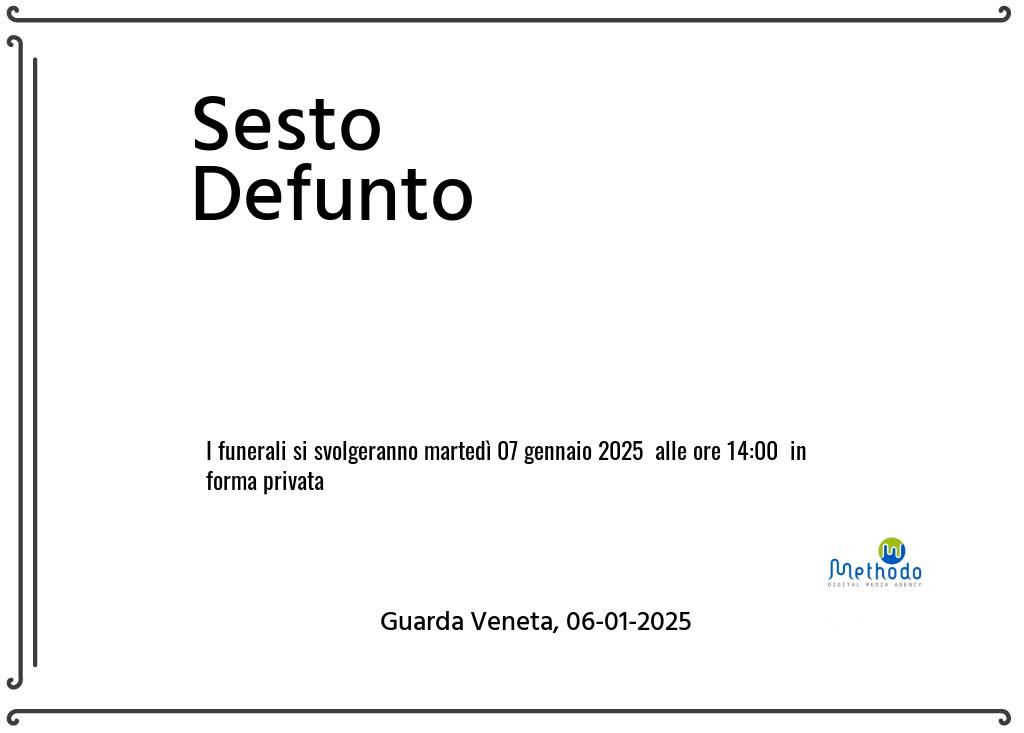 Manifesto funebre di Sesto  Defunto Guarda Veneta