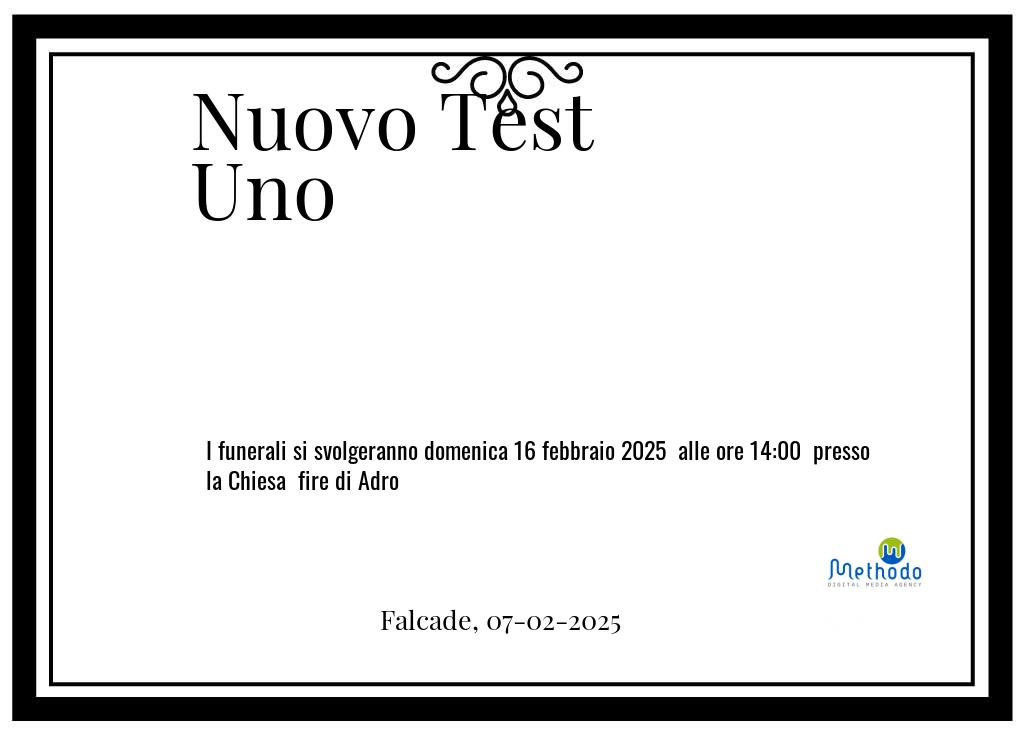 Manifesto funebre di Nuovo Test  Uno Falcade