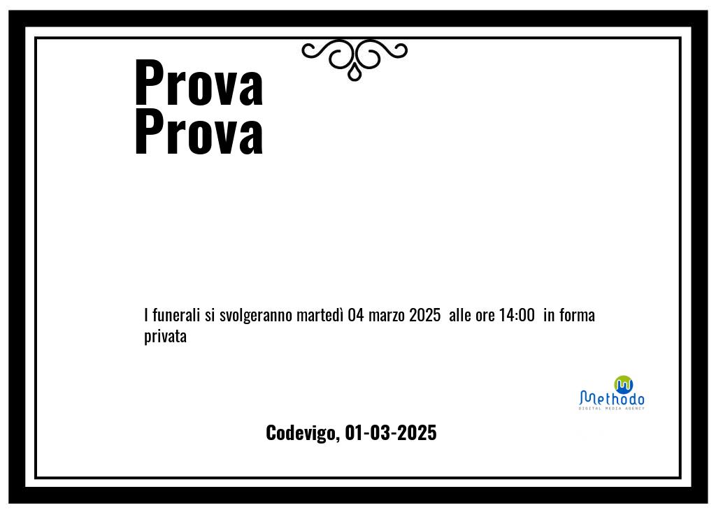 Manifesto funebre di Prova  Prova Codevigo