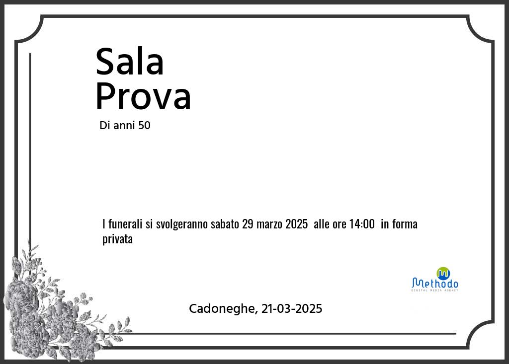 Manifesto funebre di Sala  Prova Cadoneghe