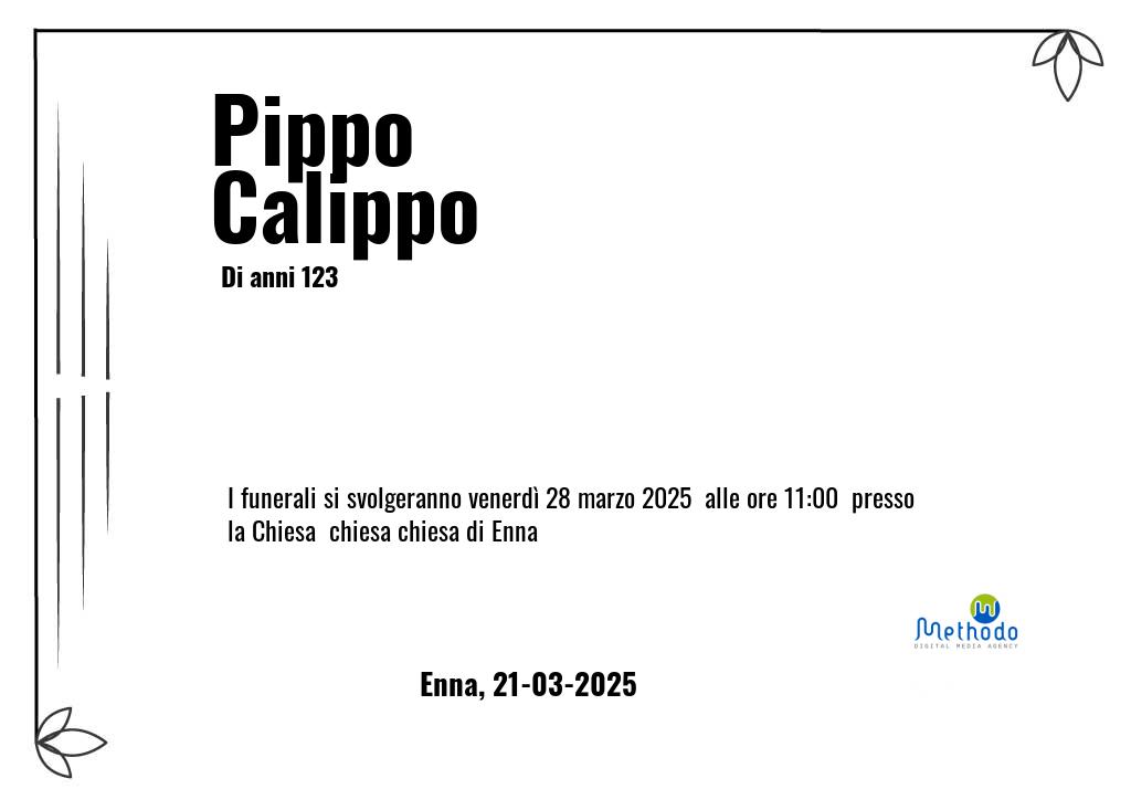 Manifesto funebre di Pippo  Calippo Enna