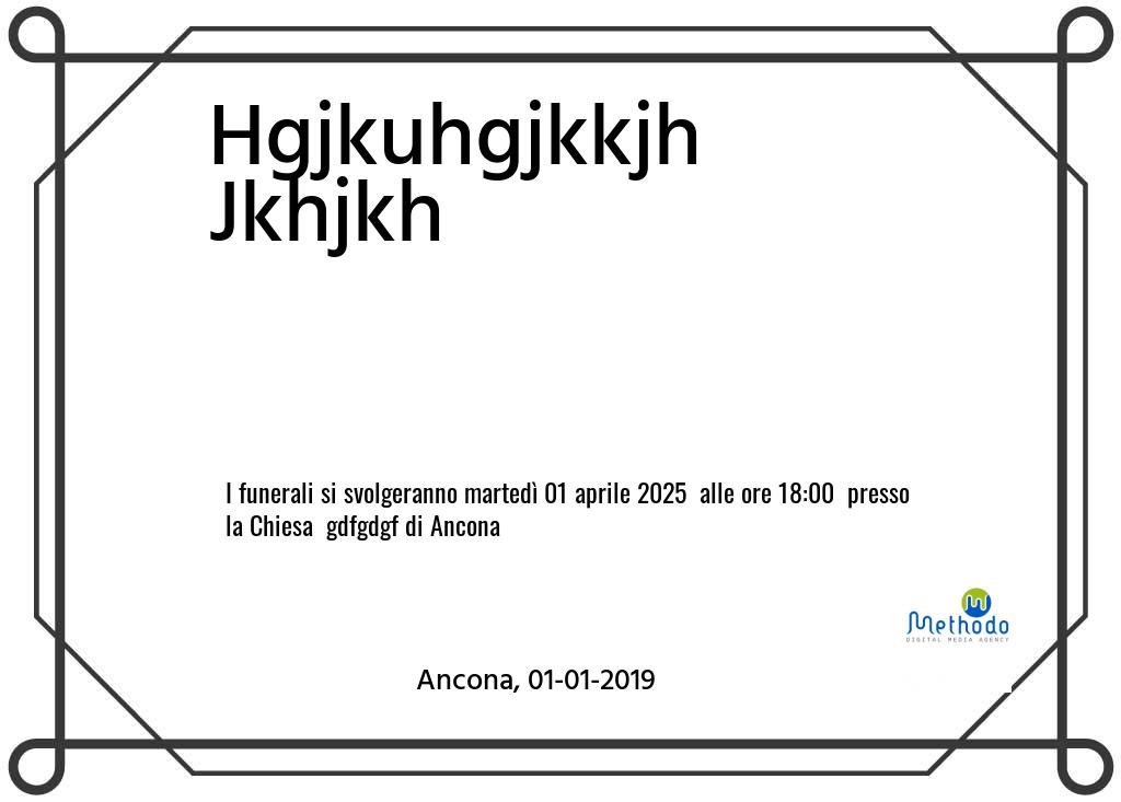 Manifesto funebre di Hgjkuhgjkkjh  Jkhjkh Ancona