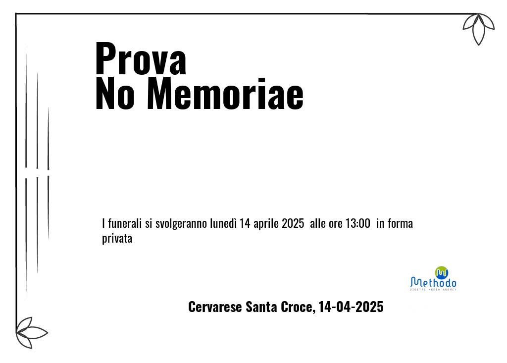 Manifesto funebre di Prova  No Memoriae Cervarese Santa Croce