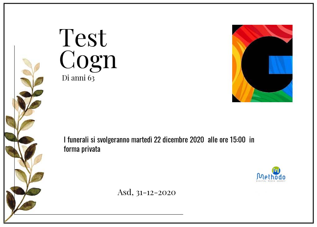 Manifesto funebre di Test  Cogn Asd